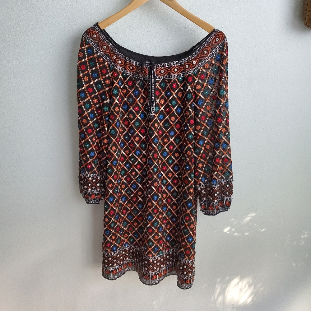 Alice + Olivia Flower Embroidered Boho Dress S